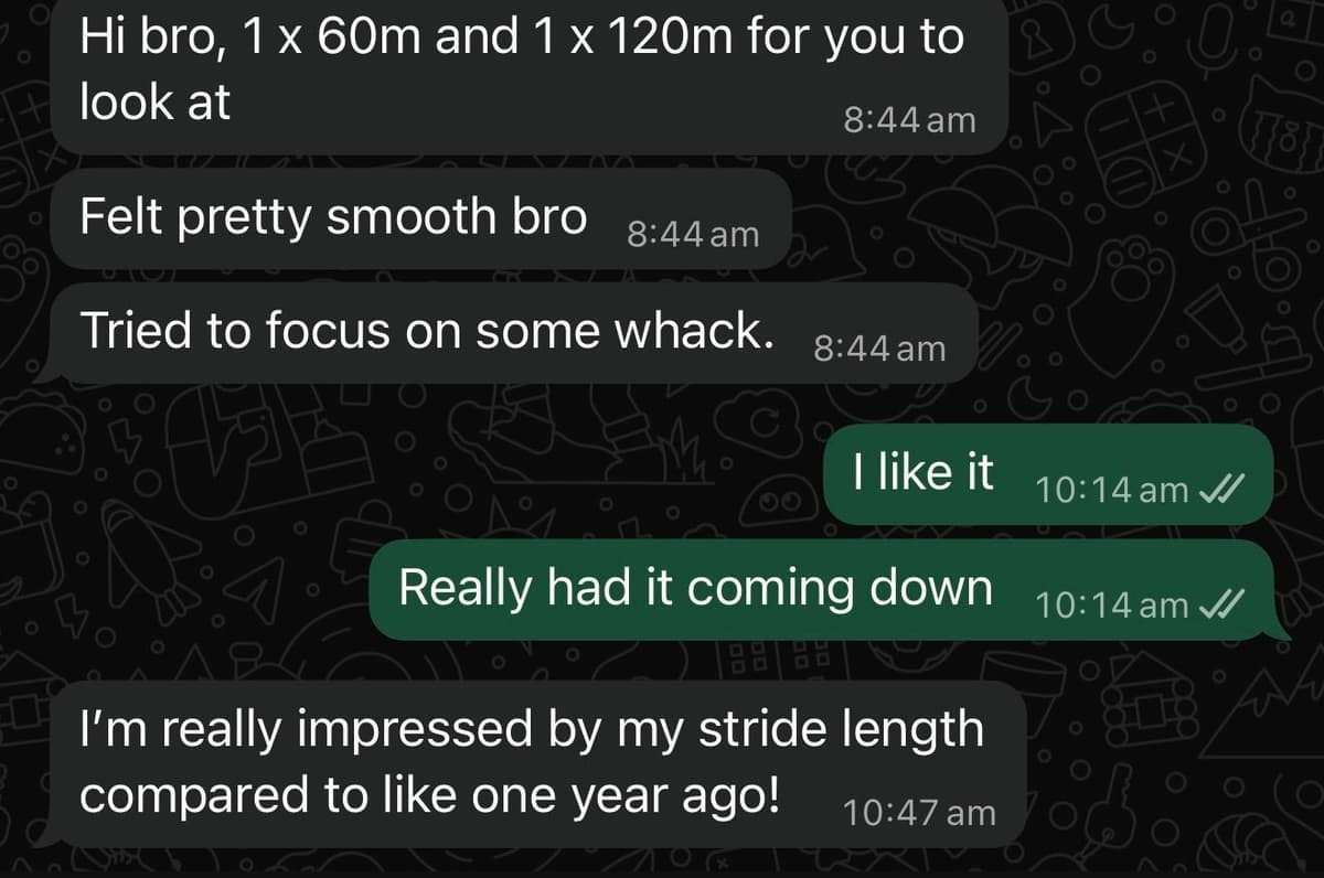 Real client message, 60m & 120m review