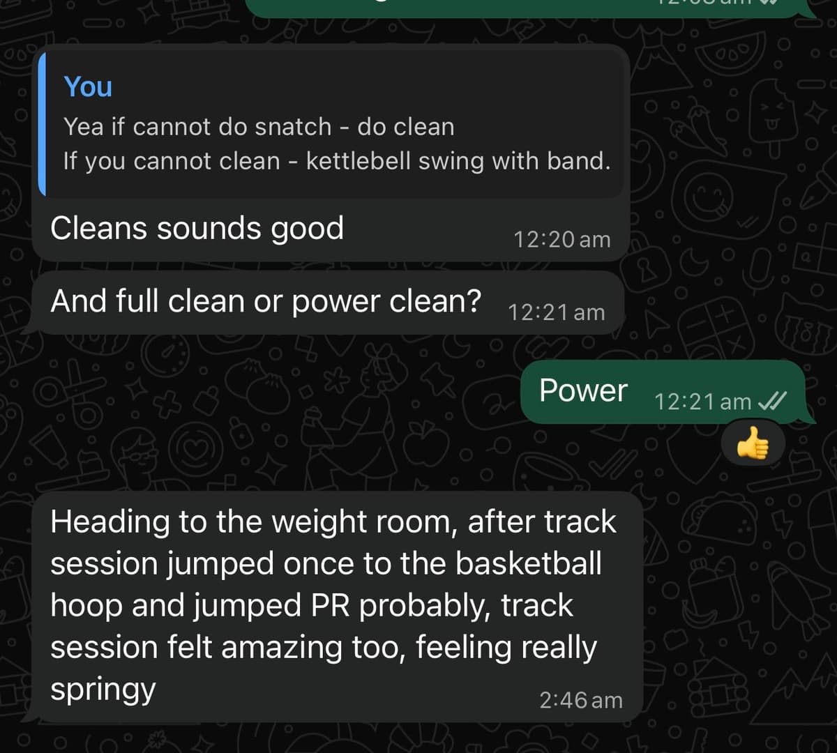 Real client message — Track session
