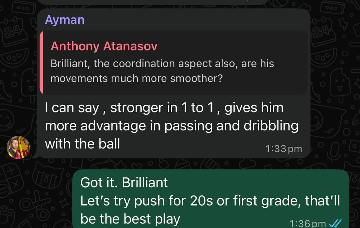 Real client message — Ayman’s parent