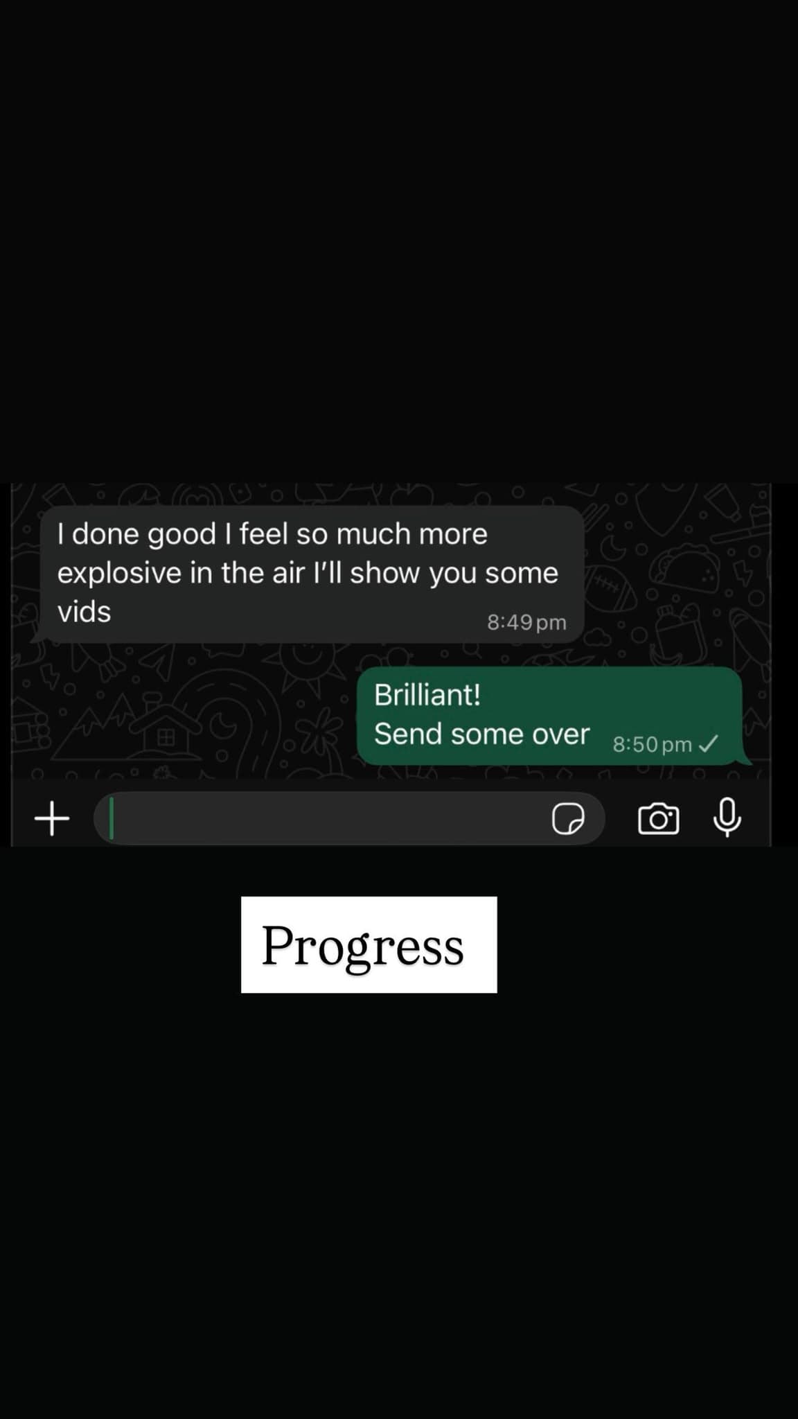 Real client message, Progress check-in